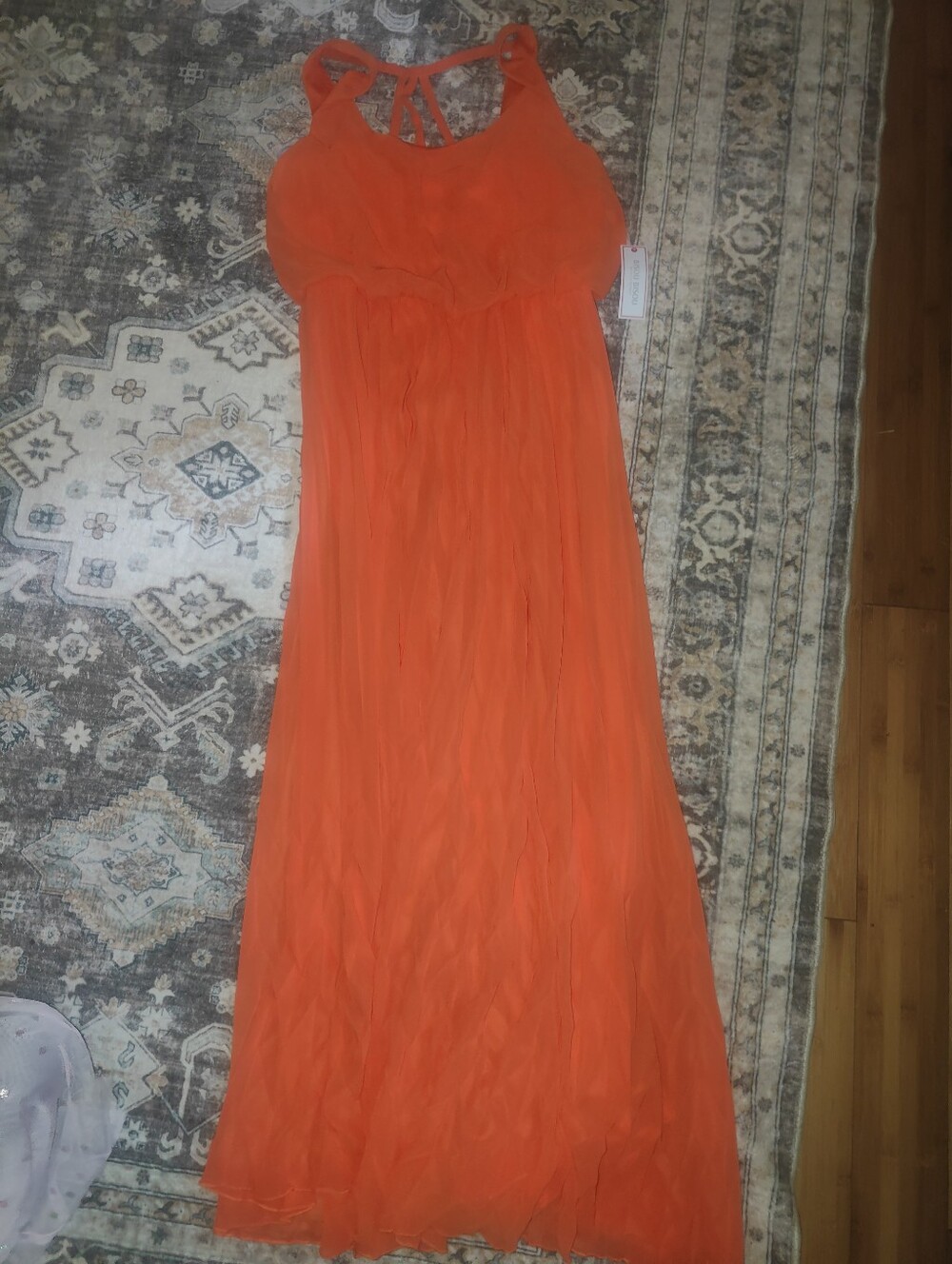 Bisou Bisou Vibrant Orange Chiffon Maxi Dress